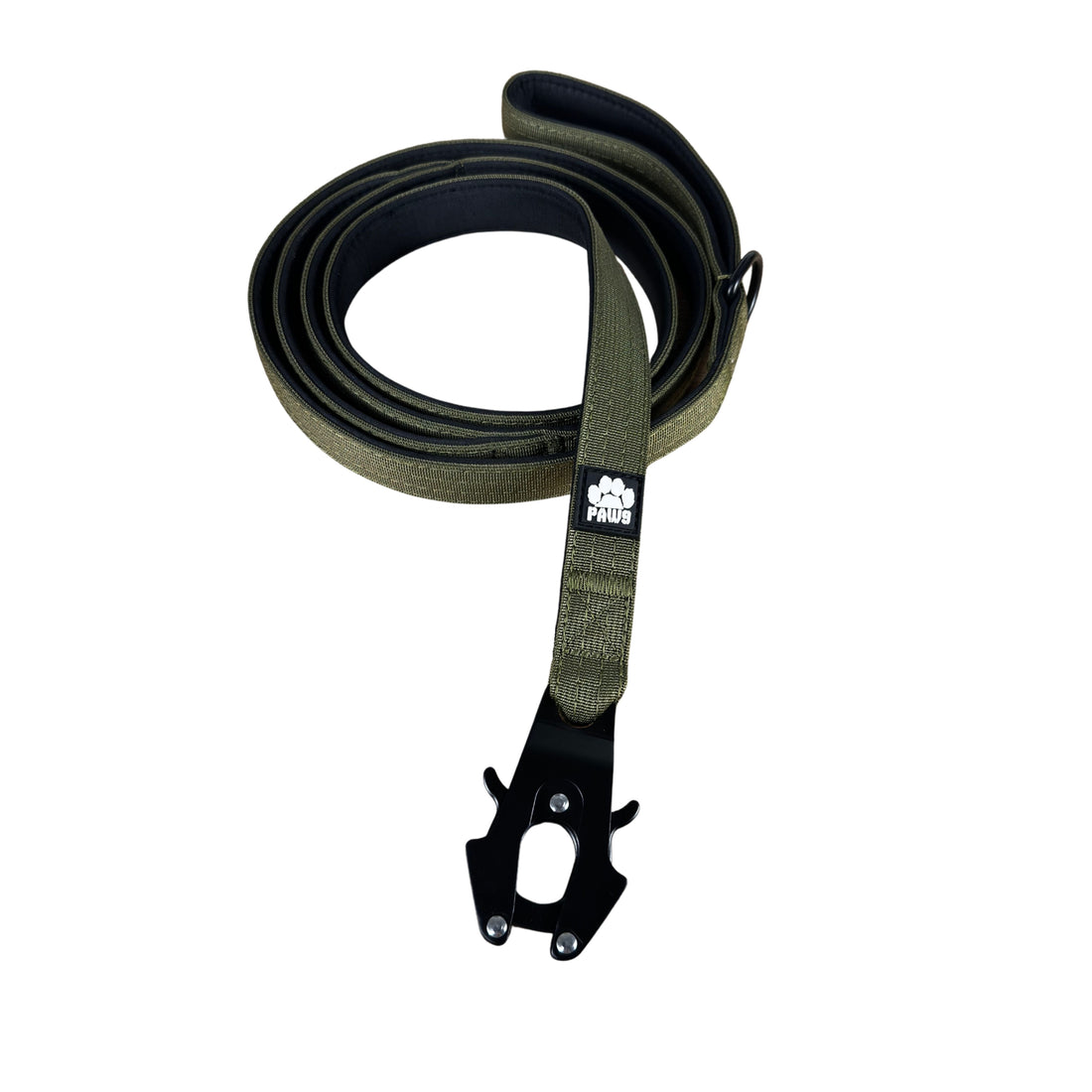 Green 6ft dog leash by Paw9 Gear, durable nylon material, with metal clip for secure attachment, designed for walking dogs.