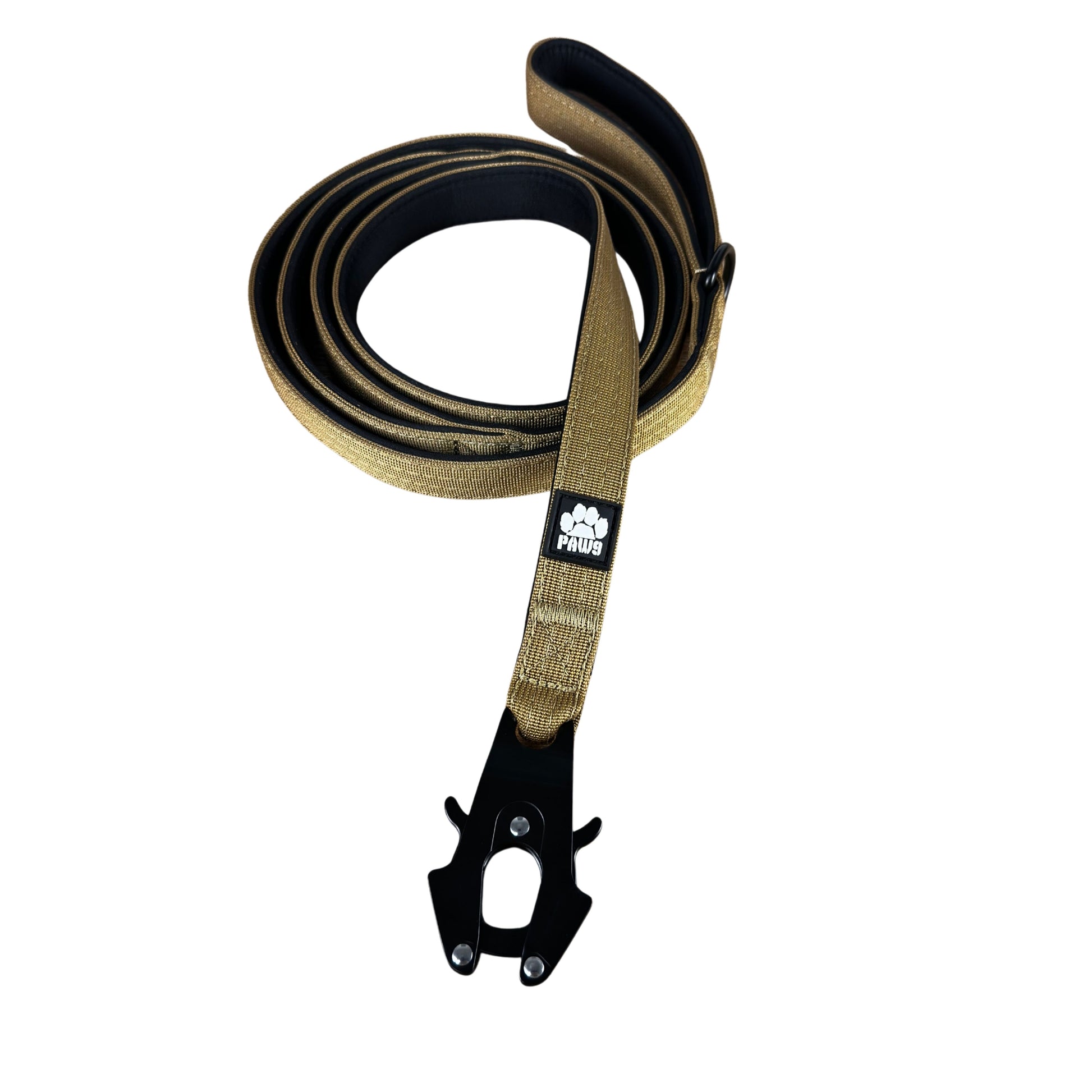 Khaki 6ft dog leash by Paw9 Gear, durable rope leash for outdoor walks with a comfortable handle and secure clip.
